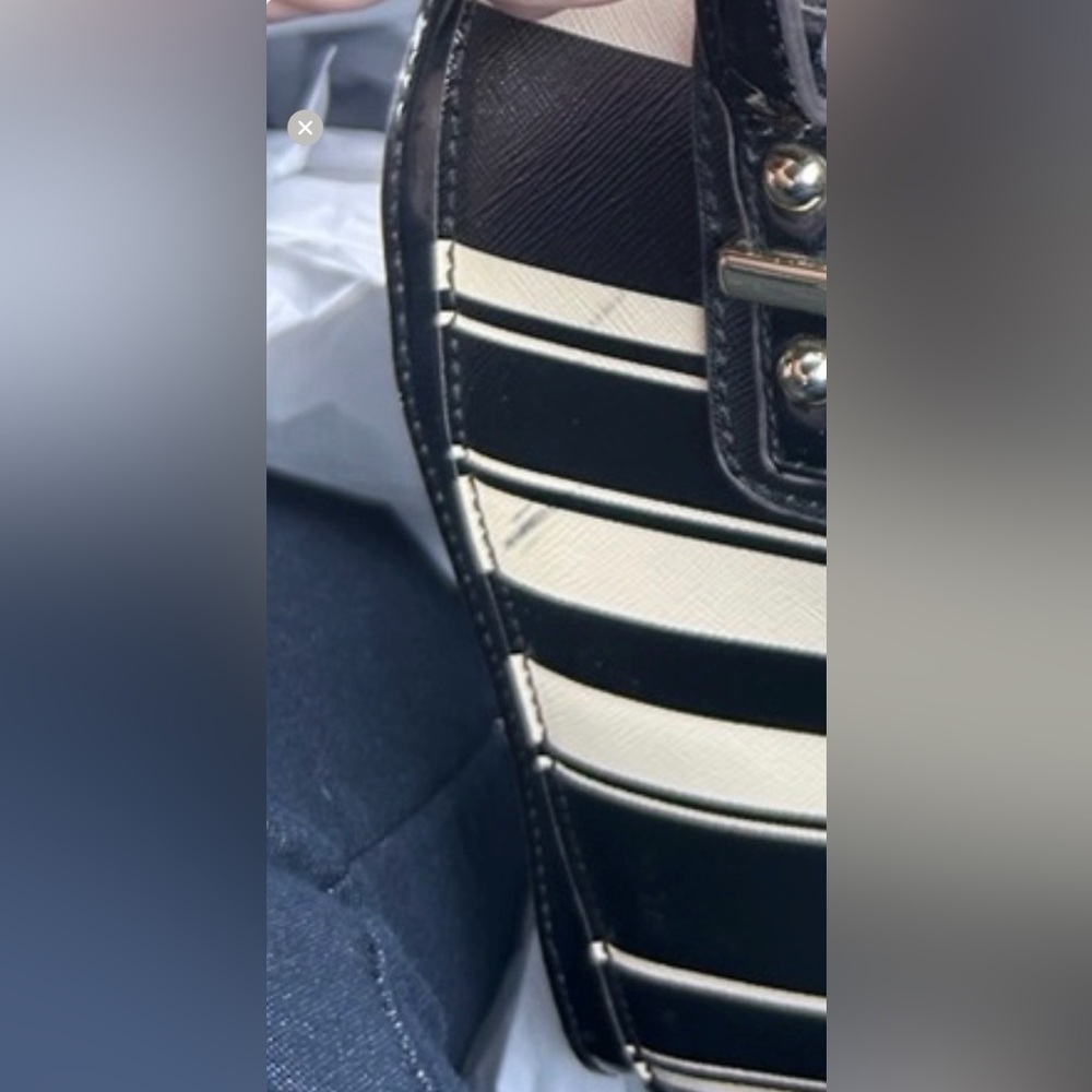 Black and White Striped Anne Klein Handbag (Rare) - Picture 4 of 6